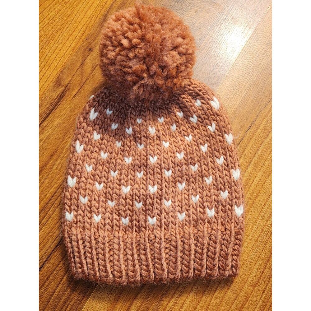 Lauren Conrad Pom Pom Hat girls Hearts Beanie Faux Fur